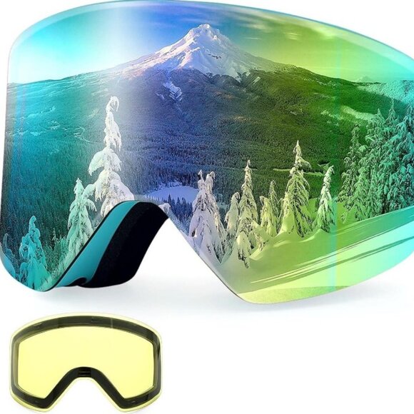 Ski Snowboard Goggles Anti-Fog UV Protection Interchangeable Lens System (2 Lens - Picture 1 of 4